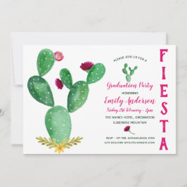 Mexicaans Afstuderen Invitation Cacti Pink Kaart