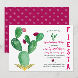 Mexicaans Afstuderen Invitation Cacti Pink Kaart