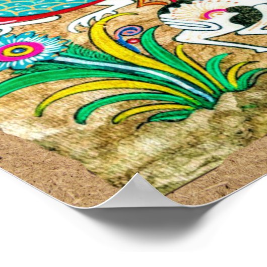 Mexicaans Amate Bark Painting - Sweet Story Poster (Hoek)