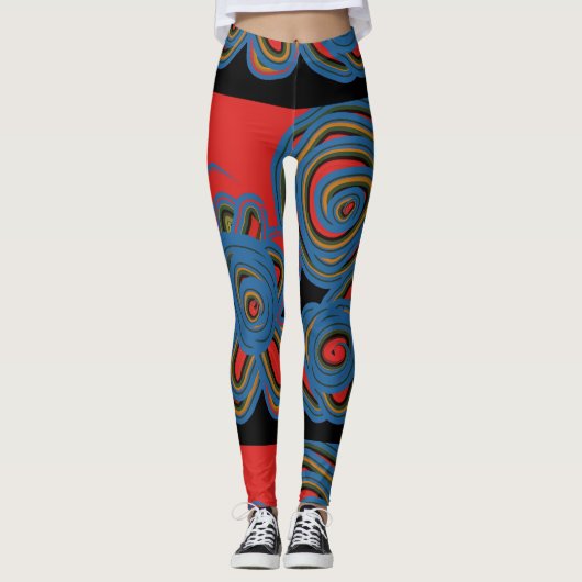 Mexicaans Amerikaans Floral Swirl Design Leggings (Voorkant)