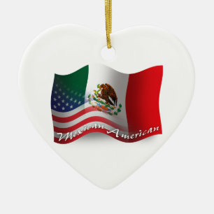 Mexicaans-Amerikaanse golfvlag Keramisch Ornament