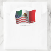 Mexicaans-Amerikaanse golfvlag Ovale Sticker (Tas)