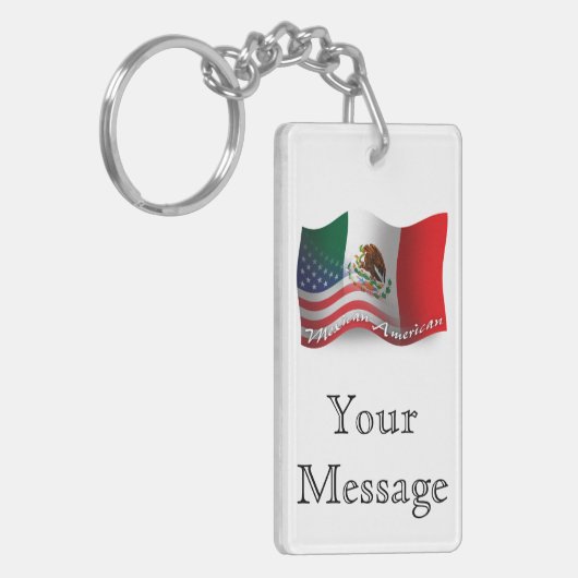 Mexicaans-Amerikaanse golfvlag Sleutelhanger (Voorkant Links)