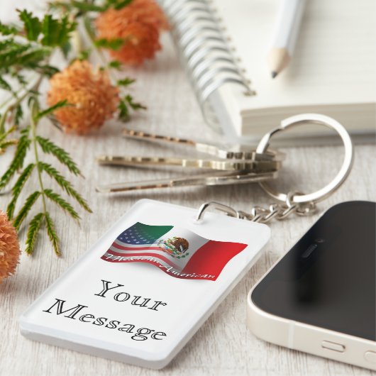 Mexicaans-Amerikaanse golfvlag Sleutelhanger (Voorkant Rechts)