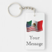 Mexicaans-Amerikaanse golfvlag Sleutelhanger (Voorkant)