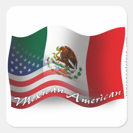 Mexicaans-Amerikaanse golfvlag Vierkante Sticker (Voorkant)
