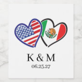 Mexicaans Amerikaanse Hart Vlaggen Wijn Etiket (Enkel label)