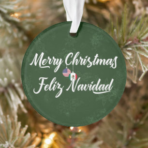 Mexicaans-Amerikaanse tweetalige Prettig Kerstfees Ornament