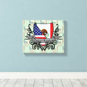 Mexicaans-Amerikaanse vlag Canvas Afdruk (Insitu (Houten vloer))
