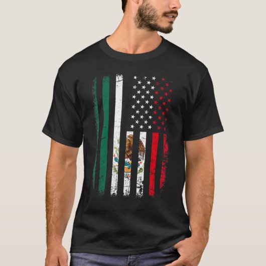 Mexicaans-Amerikaanse vlag Mexicaanse wortels Mexi T-shirt (Voorkant)