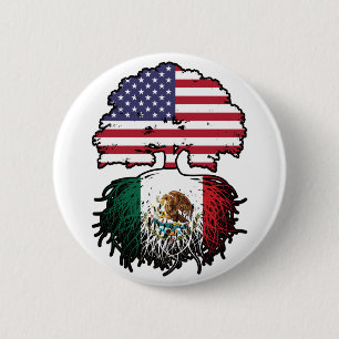Mexicaans-Amerikaanse vlag Ronde Button 5,7 Cm
