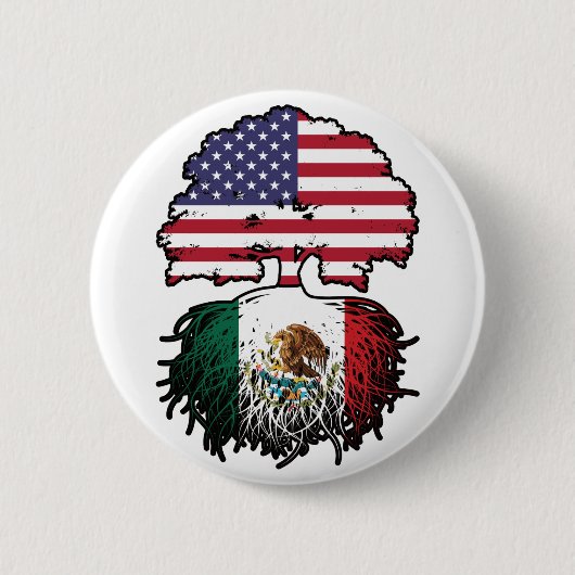 Mexicaans-Amerikaanse vlag Ronde Button 5,7 Cm (Voorkant)