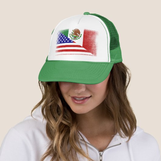  Mexicaans-Amerikaanse vlag Trucker Hat Trucker Pet (In situ)