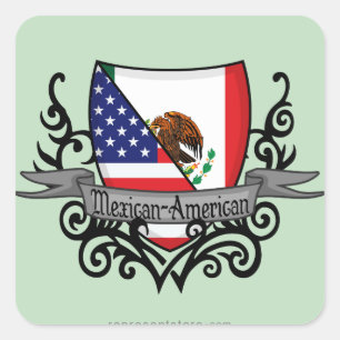 Mexicaans-Amerikaanse vlag Vierkante Sticker