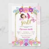 Mexicaans Baby shower Floral Butterfly Fiesta Kaart (Voorkant)