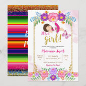 Mexicaans Baby shower Floral Butterfly Fiesta Kaart (Voorkant / Achterkant)