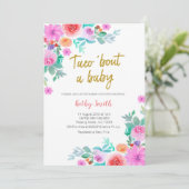 Mexicaans BABY SHOWER met goudWaterverf Kaart (Staand voorkant)