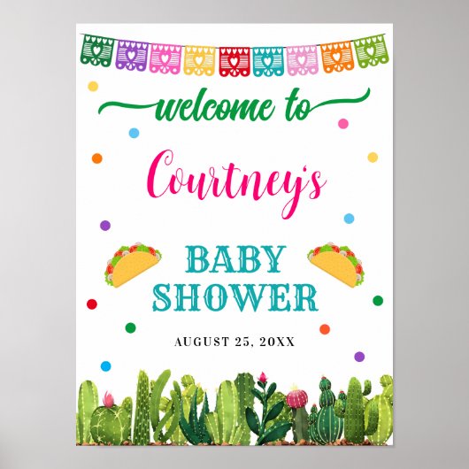 Mexicaans Baby shower Welkomstteken Taco Bout a Ba Poster (Voorkant)
