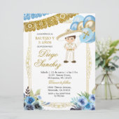 Mexicaans blauw en goudhandschrift Baptism en derd Kaart (Staand voorkant)