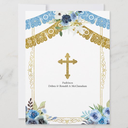 Mexicaans blauw en goudhandschrift Baptism en derd Kaart (Achterkant)