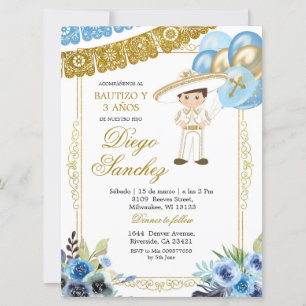 Mexicaans blauw en goudhandschrift Baptism en derd Kaart