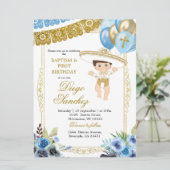 Mexicaans blauw en goudhandschrift en geboortedag kaart (Staand voorkant)