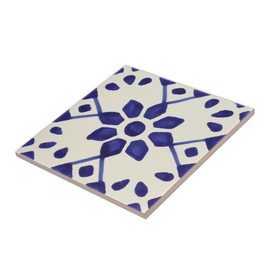 Mexicaans blauw en wit handschildpad tegeltje (Zijkant)