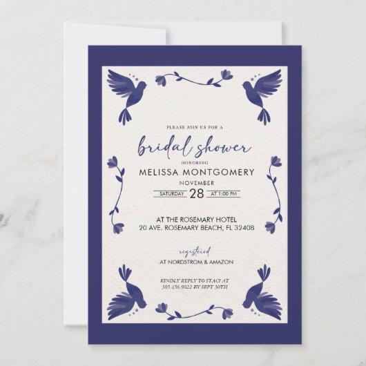 Mexicaans Blauw Fiesta Bridal Douche Uitnodiging (Voorkant)