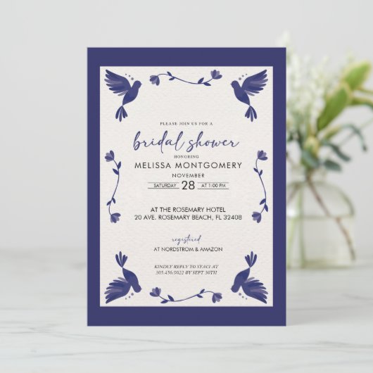 Mexicaans Blauw Fiesta Bridal Douche Uitnodiging (Staand voorkant)