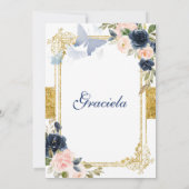 Mexicaans Blauw Navy Meisje Fiesta Verjaardag  Kaart (Achterkant)