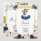 Mexicaans Blauw Navy Meisje Fiesta Verjaardag  Kaart (Voorkant / Achterkant)