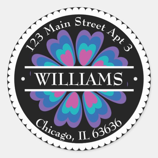 Mexicaans Bloem Adres Ronde Sticker (Voorkant)