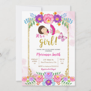 Mexicaans Bloem Butterfly Fiesta Baby Shower  Kaart