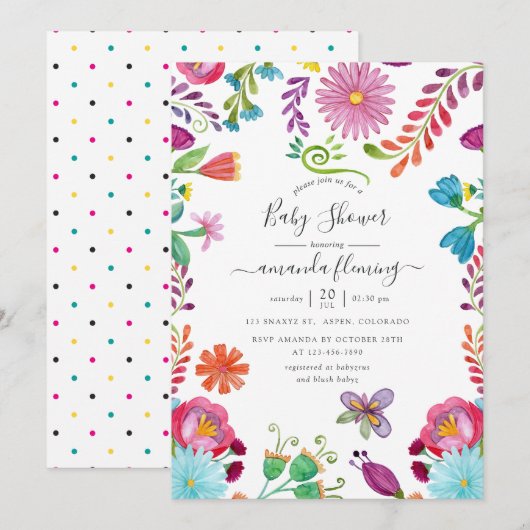 Mexicaans Bloemfeest Baby Shower Kaart (Voorkant / Achterkant)