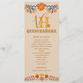 Mexicaans bloemig monogram Western quinceanera Programmakaart (Voorkant)