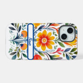 Mexicaans Bloemontwerp Tough Case-Mate iPhone 15 Case (Achterkant horizontaal)