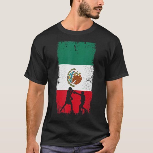 Mexicaans Boksen Ontwerp Mexico Vlag T-shirt (Voorkant)