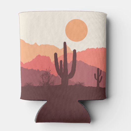 Mexicaans bordeauxrood en oranje woestijnlandschap blikjeskoeler (Achterkant)