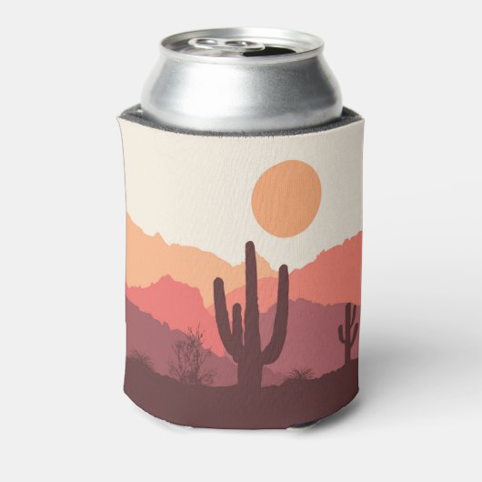 Mexicaans bordeauxrood en oranje woestijnlandschap blikjeskoeler (Blikje Achterkant)