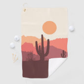 Mexicaans bordeauxrood en oranje woestijnlandschap golfhanddoek (Insitu)