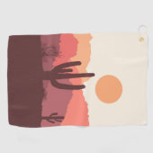 Mexicaans bordeauxrood en oranje woestijnlandschap golfhanddoek (Horizontaal)