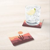 Mexicaans bordeauxrood en oranje woestijnlandschap kartonnen onderzetters (Insitu)