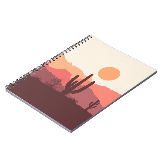 Mexicaans bordeauxrood en oranje woestijnlandschap notitieboek (Linkerzijde)