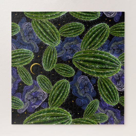 Mexicaans borduurwerk: Cactus Naadloos. Legpuzzel (Horizontaal)