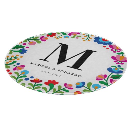 Mexicaans Borduurwerk Kleurrijk Geborduurd Trouwen Snijplank (Hoek)