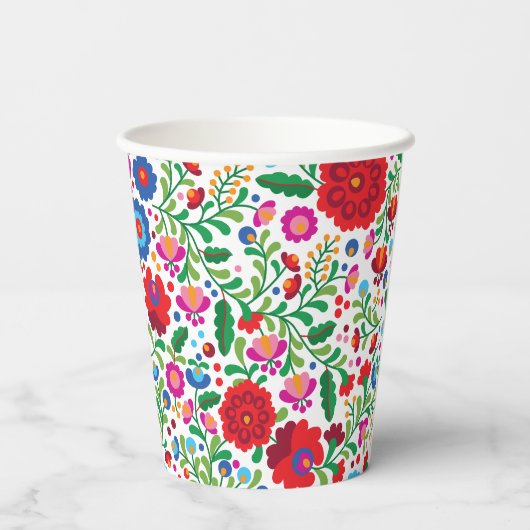 Mexicaans borduurwerk kleurrijk patroon papieren bekers (Achterkant)