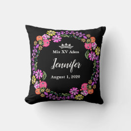 Mexicaans borduurwerk Mis XV Recuerdo 16-inch pilo Kussen