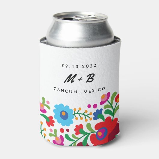 Mexicaans borduurwerk op de bruiloft blikjeskoeler (Blikje Voorkant)