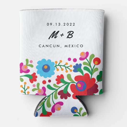 Mexicaans borduurwerk op de bruiloft blikjeskoeler (Voorkant)