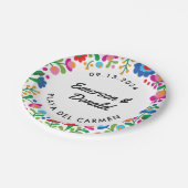 Mexicaans borduurwerk, persoonlijk kleurrijk papieren bordje (Gekanteld)